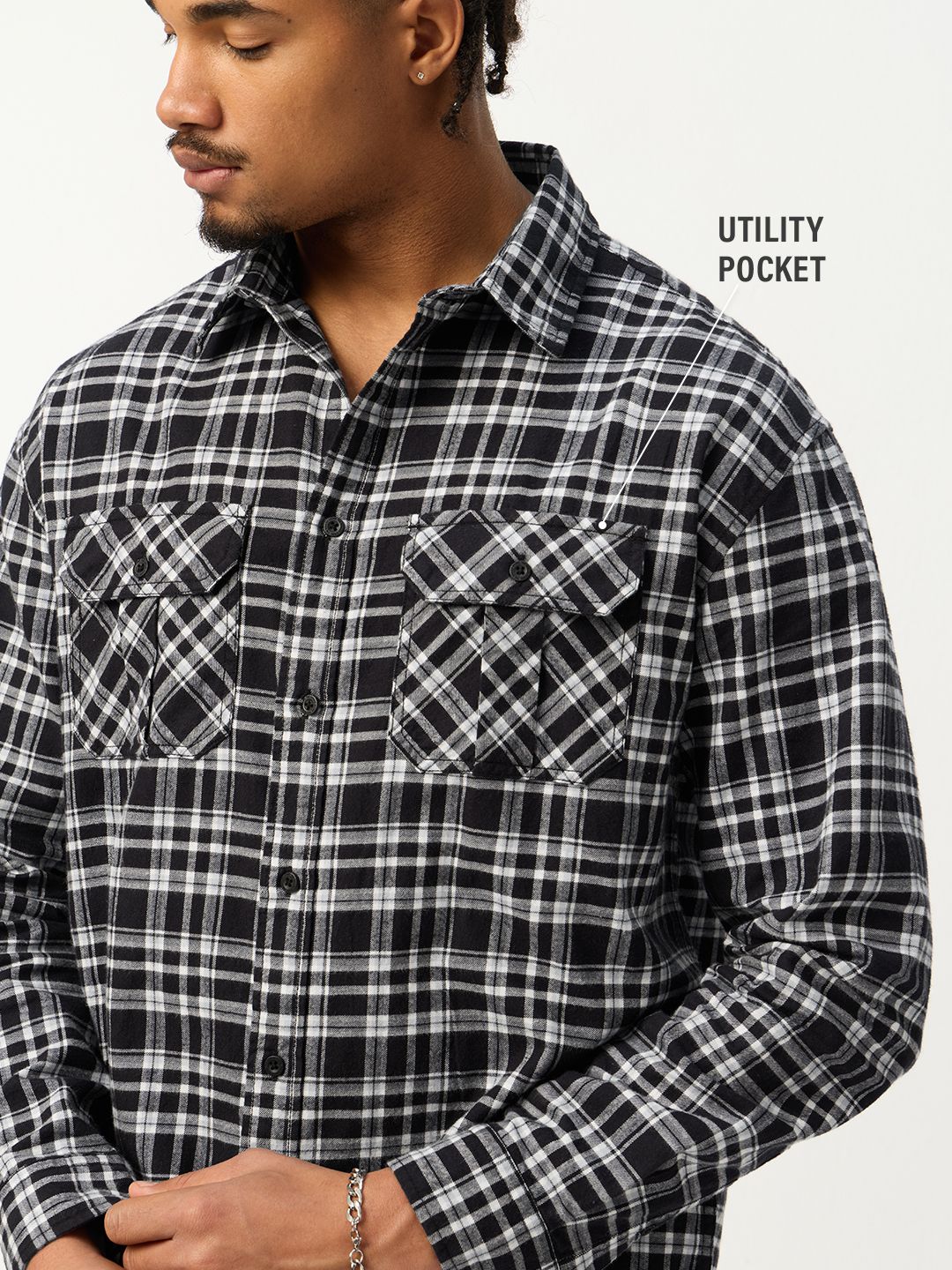 Plaid Shirt: Black Pearl Men Utility Shirts