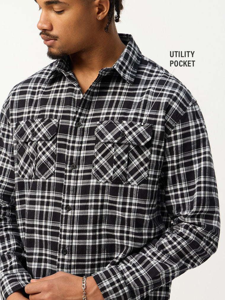 Plaid Shirt: Black Pearl Men Utility Shirts