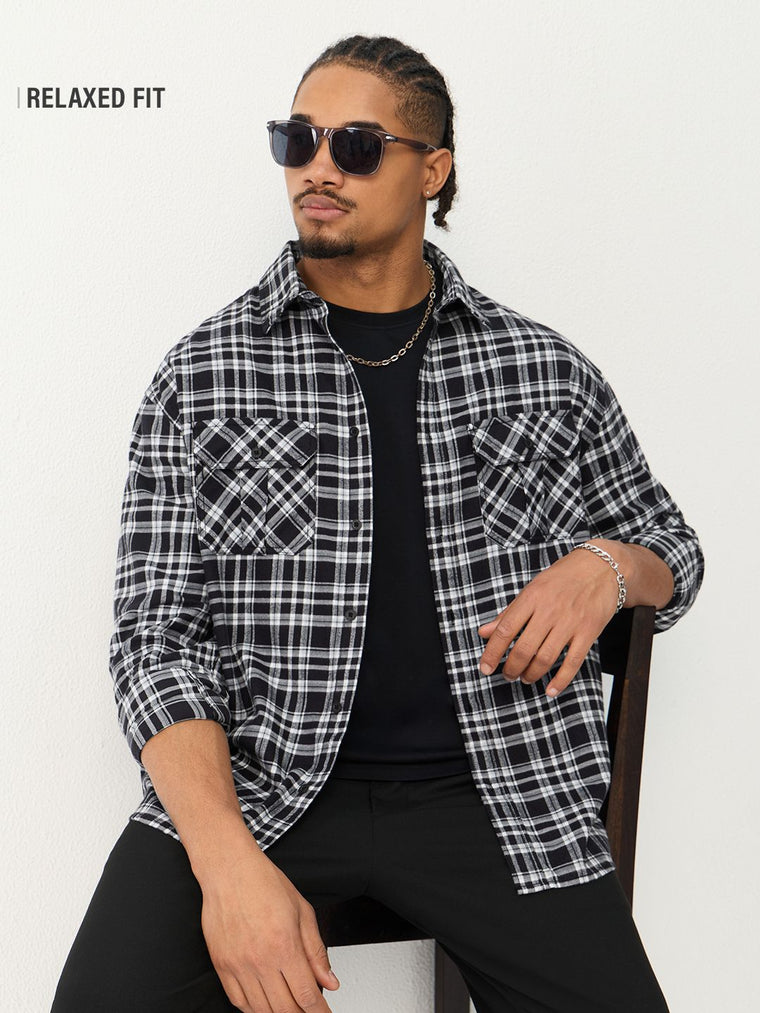 Plaid Shirt: Black Pearl Men Utility Shirts