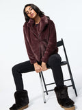 Fur Jacket: Wine Women Oversized Jackets