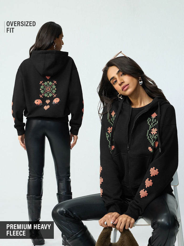 TSS Originals: Pixel Art Women Oversized Zipper Hoodies