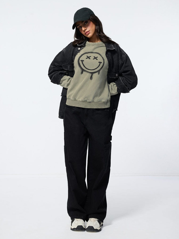 S.W.SMILEY: Graffiti Women Oversized Sweatshirts