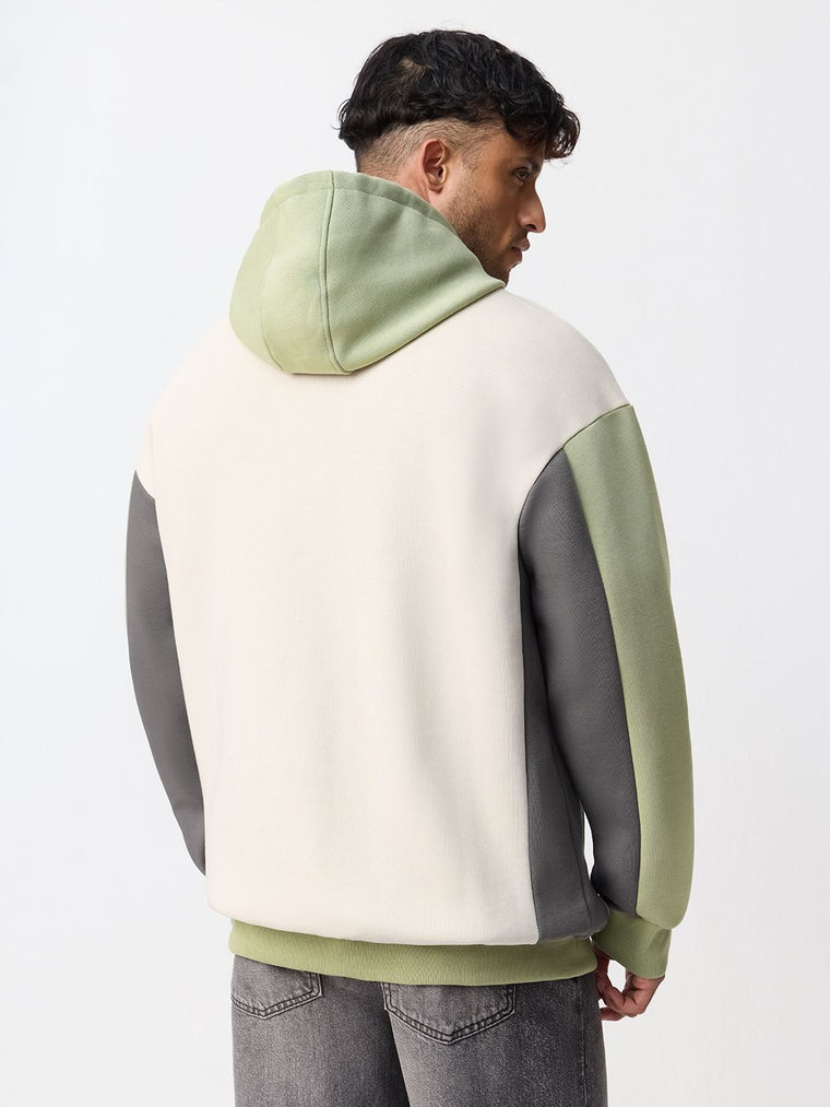 Colourblock Hoodie: Sage Stone Men Oversized Hoodies