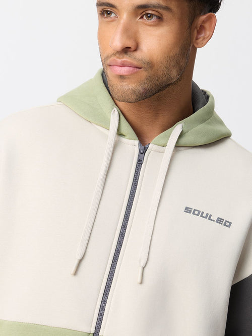 Colourblock Hoodie: Sage Stone Men Oversized Hoodies