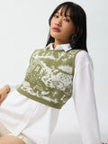 Jacquard Vest: Landscape Women Knit Tops
