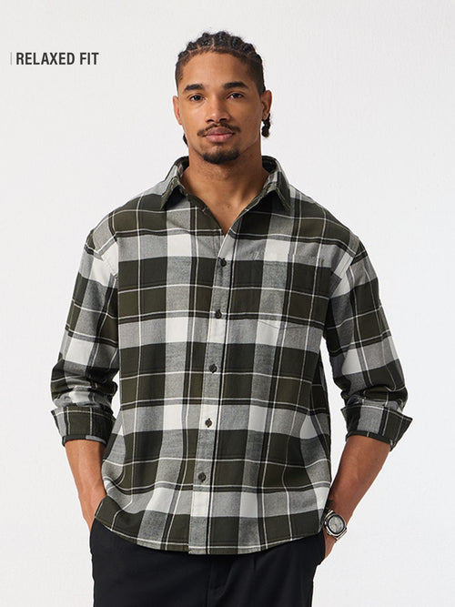 Plaid Shirt: Verdant Men Relaxed Shirts