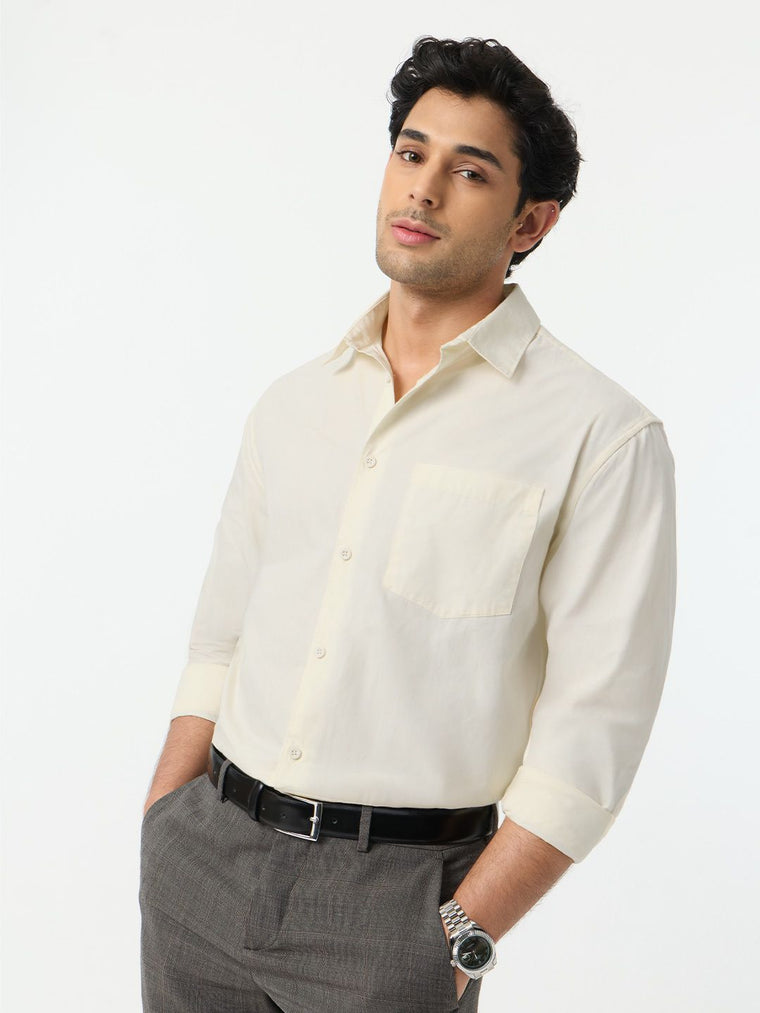 Signature Solids: Ivory White Men Relaxed Shirts