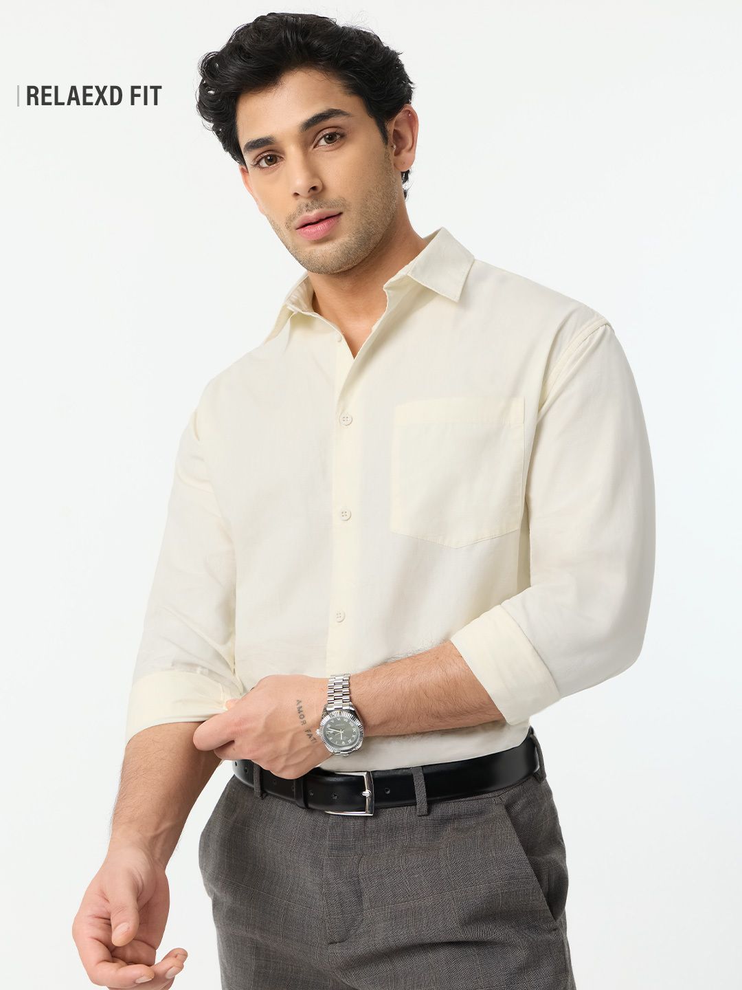 Signature Solids: Ivory White Men Relaxed Shirts