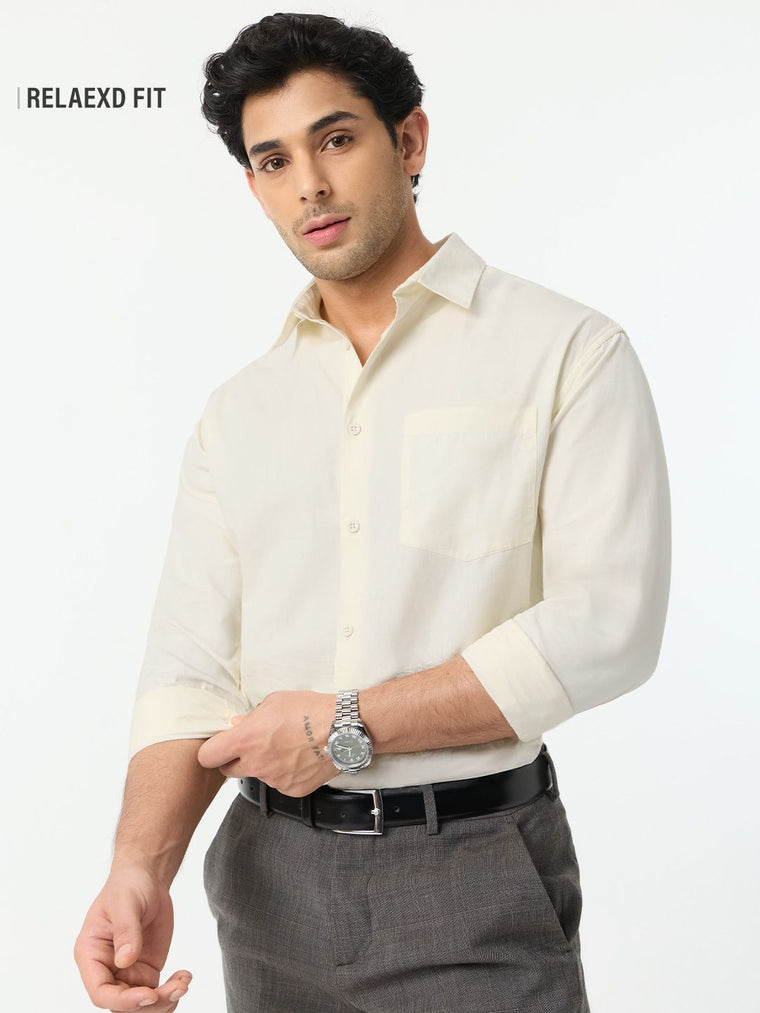 Signature Solids: Ivory White Men Relaxed Shirts