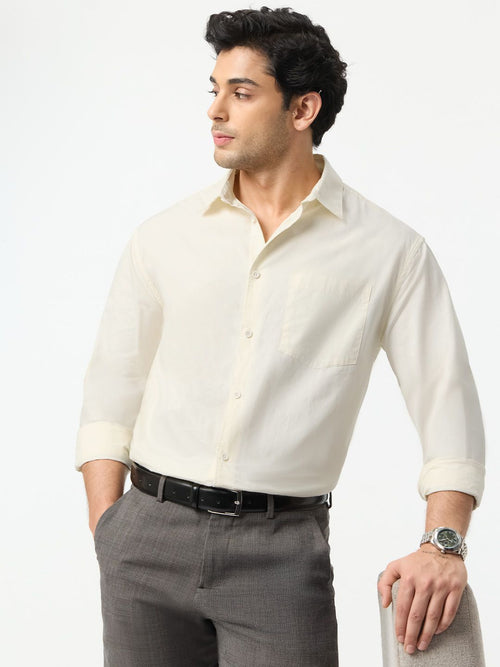 Signature Solids: Ivory White Men Relaxed Shirts