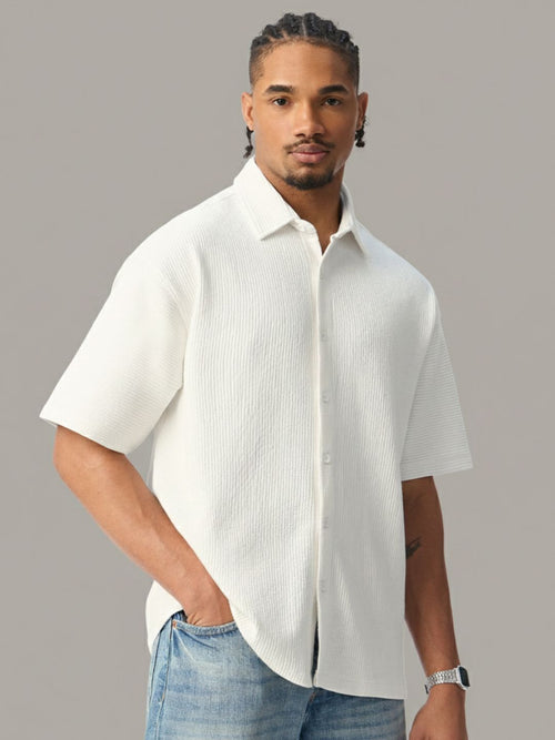 Textured Shirt: Eggshell Oversized Shirts