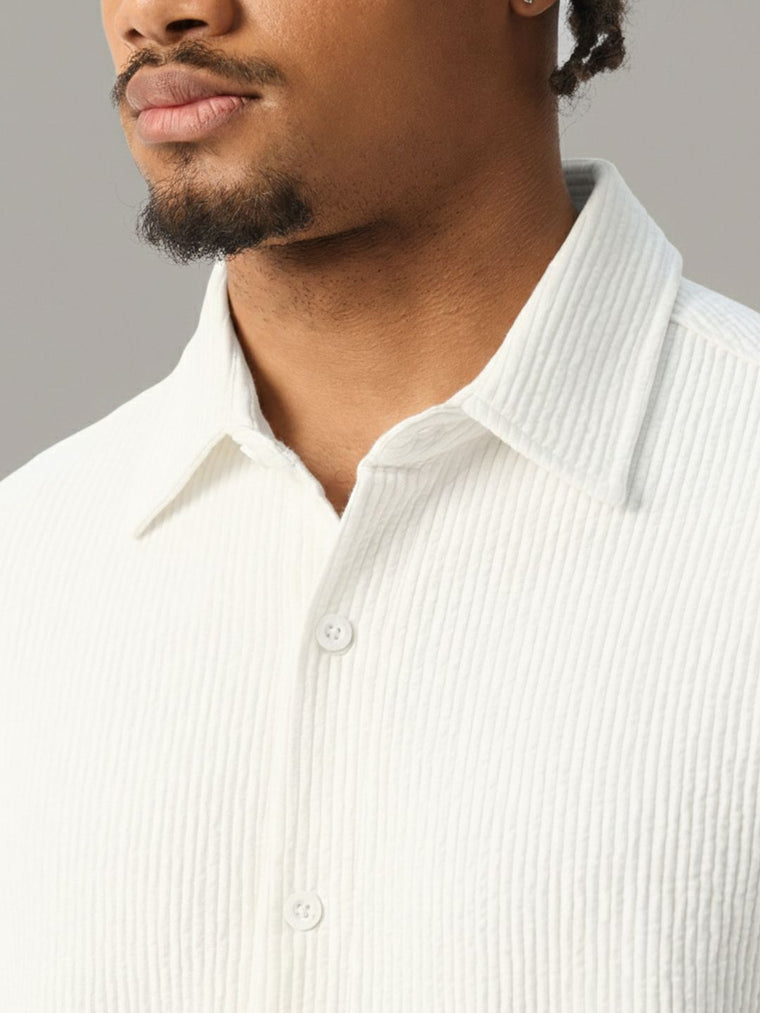 Textured Shirt: Eggshell Oversized Shirts