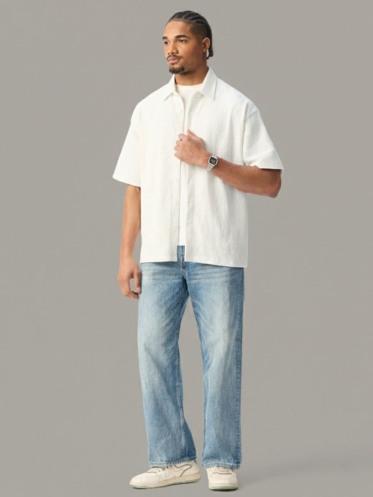 Textured Shirt: Eggshell Oversized Shirts