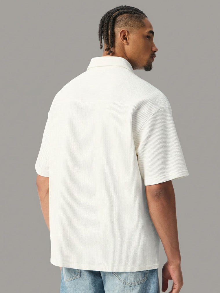 Textured Shirt: Eggshell Oversized Shirts