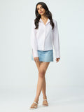 Cotton Linen Shirt: Ruby Streak Women Regular Shirts