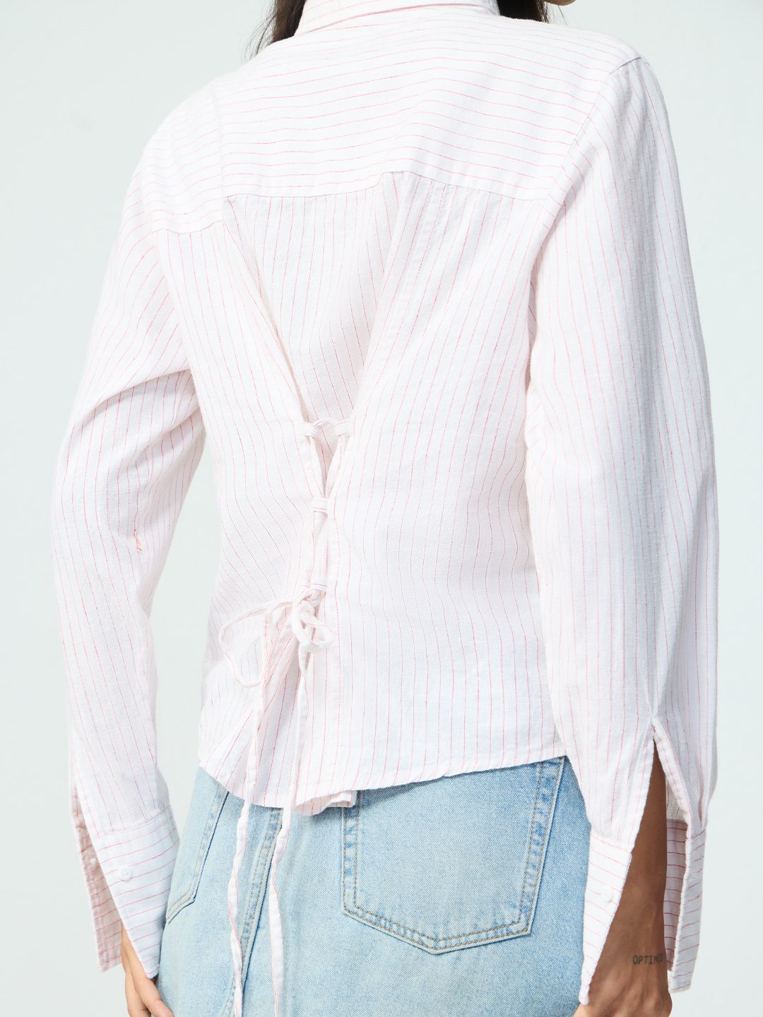 Cotton Linen Shirt: Ruby Streak Women Regular Shirts
