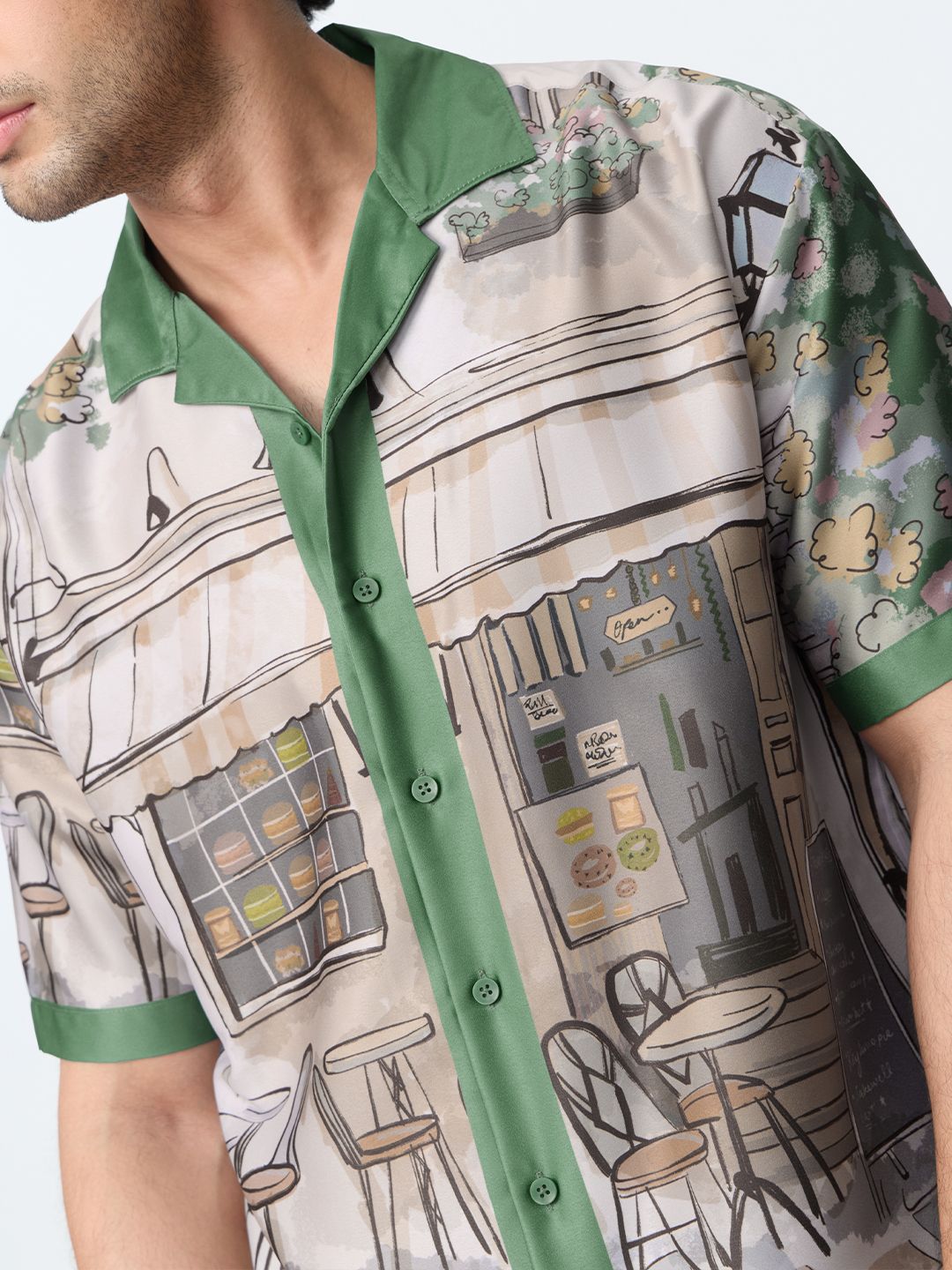 Cuban-Collar Shirt: Morning Brew Oversized Shirts