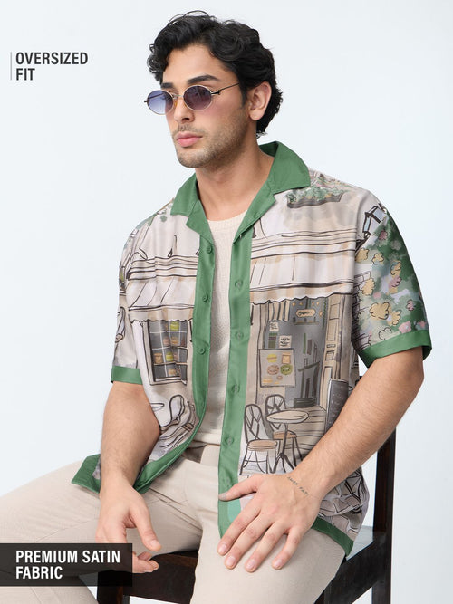 Cuban-Collar Shirt: Morning Brew Oversized Shirts