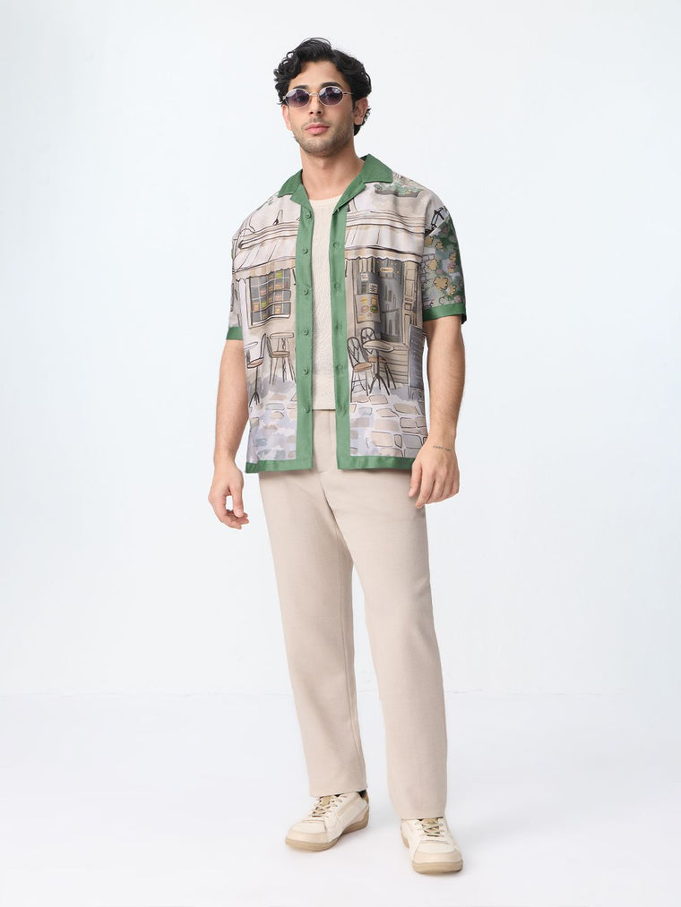 Cuban-Collar Shirt: Morning Brew Oversized Shirts