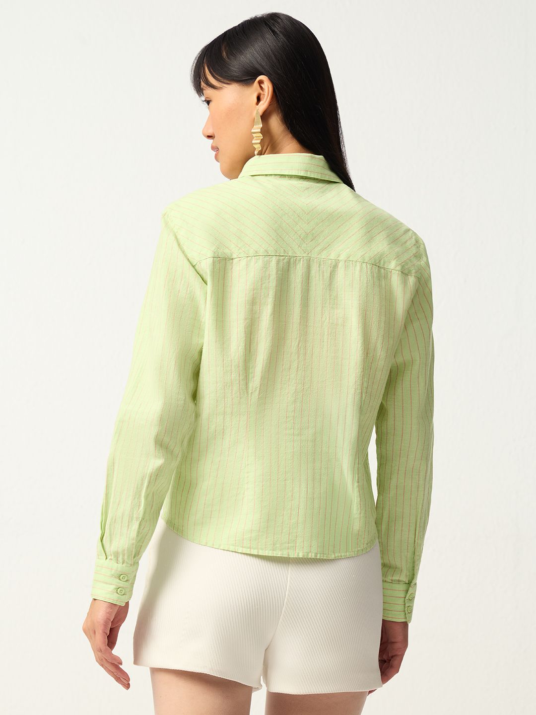 Cotton Linen Shirt: Limona Women Regular Shirts