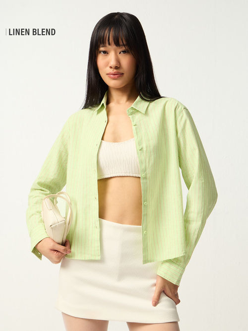Cotton Linen Shirt: Limona Women Regular Shirts