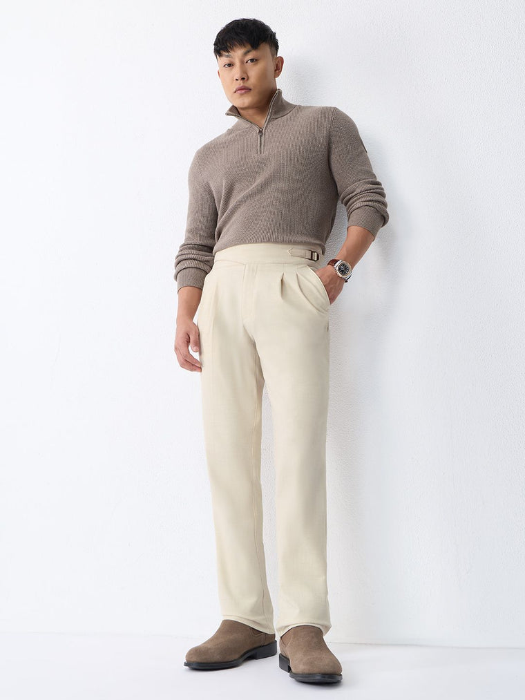 Gurkha Pants: Vanilla White Men Super Flex Pants