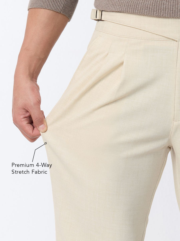 Gurkha Pants: Vanilla White Men Super Flex Pants
