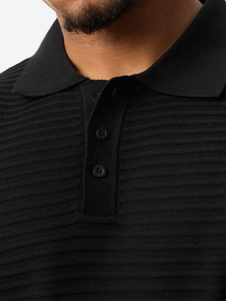 Flat Knit Polo: Onyx Classic Polos