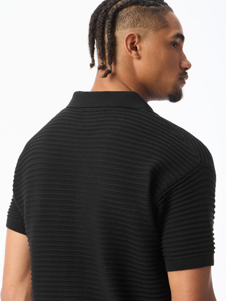 Flat Knit Polo: Onyx Classic Polos