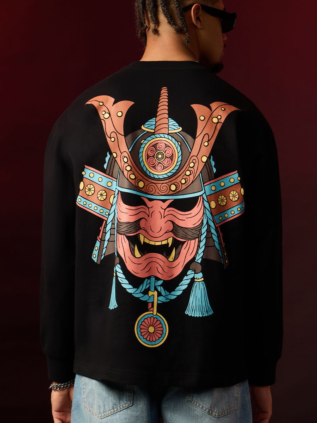Oversized T-Shirt: Hannya Mask Oversized Full Sleeve T-Shirts