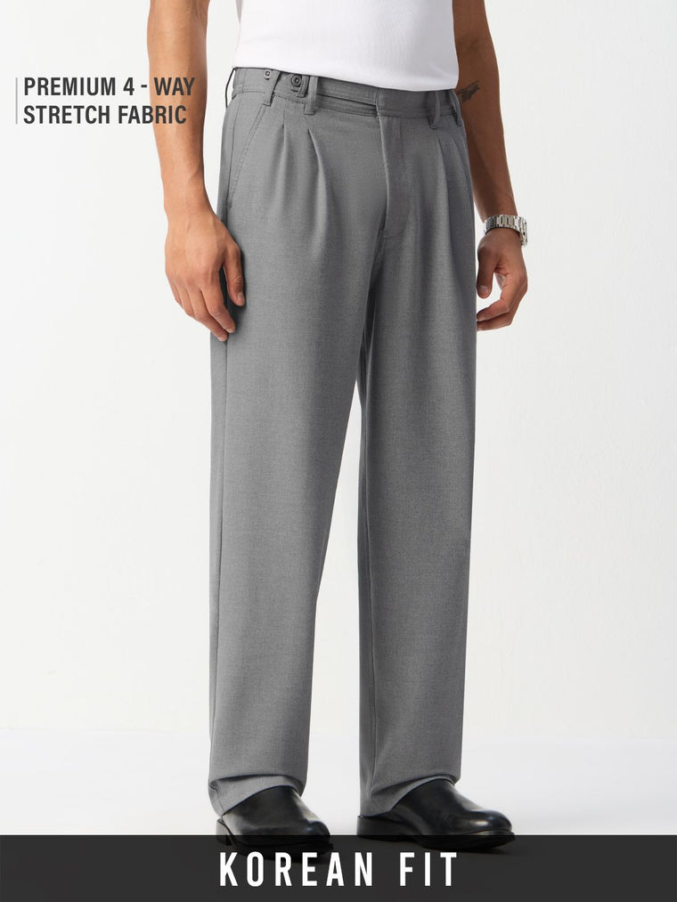 Korean Pants: Cloud Grey Men Super Flex Pants