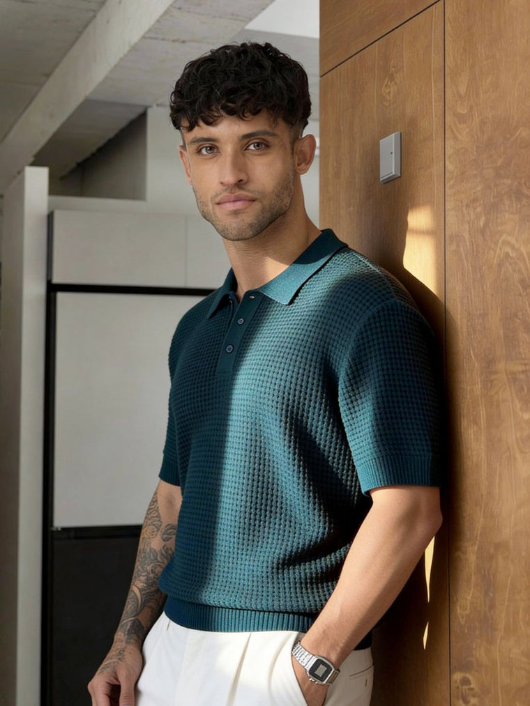Premium Textured Flat Knit: Blaze Classic Polos