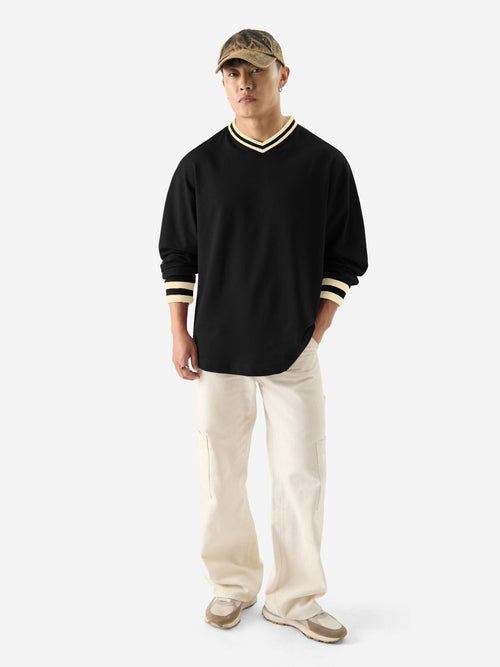 Solids: Black Oversized Full Sleeve T-Shirts