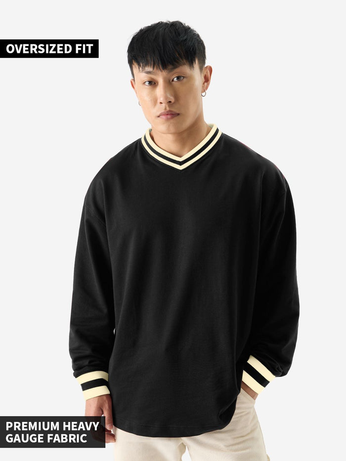 Solids: Black Oversized Full Sleeve T-Shirts