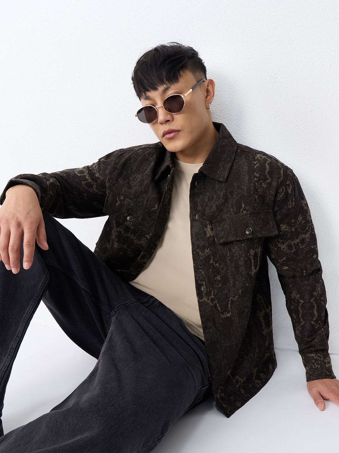 Jacquard Overshirt: Vintage Wood Overshirts