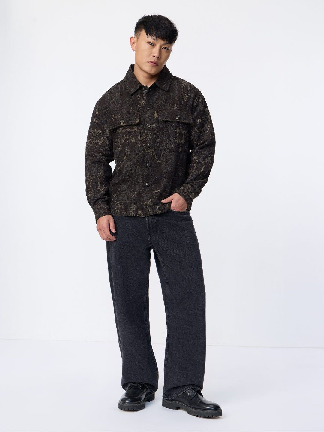 Jacquard Overshirt: Vintage Wood Overshirts