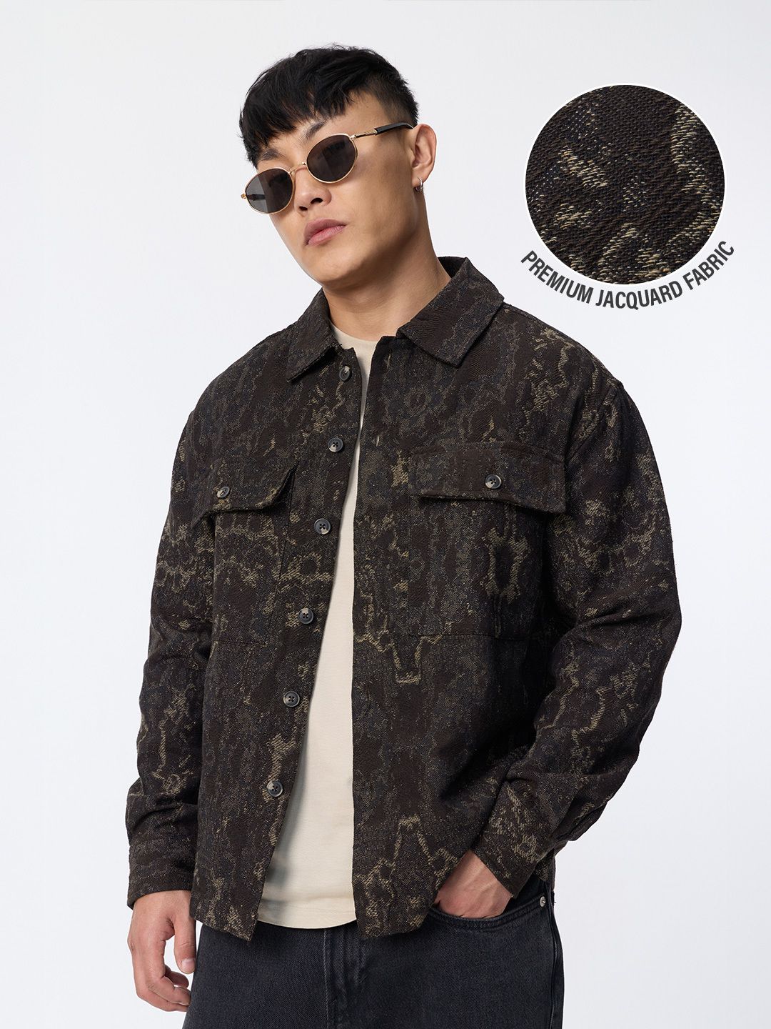 Jacquard Overshirt: Vintage Wood Overshirts