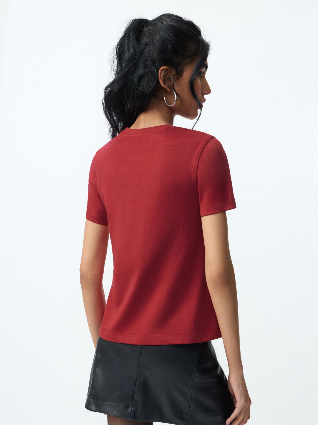 Regular Solids: Ruby Women Regular T-Shirts