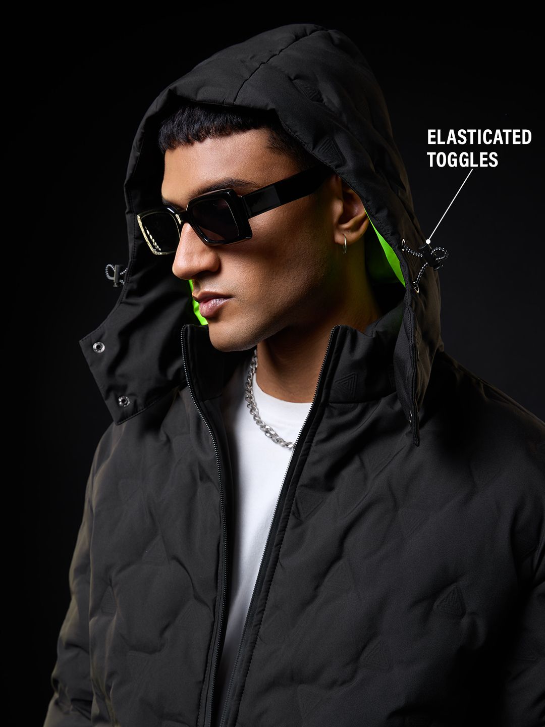 Heat Tech Jacket: Neon Drift Men Puffer Jackets