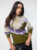 TSS Originals: Lilac Sun Landscape Women Oversized Sweaters