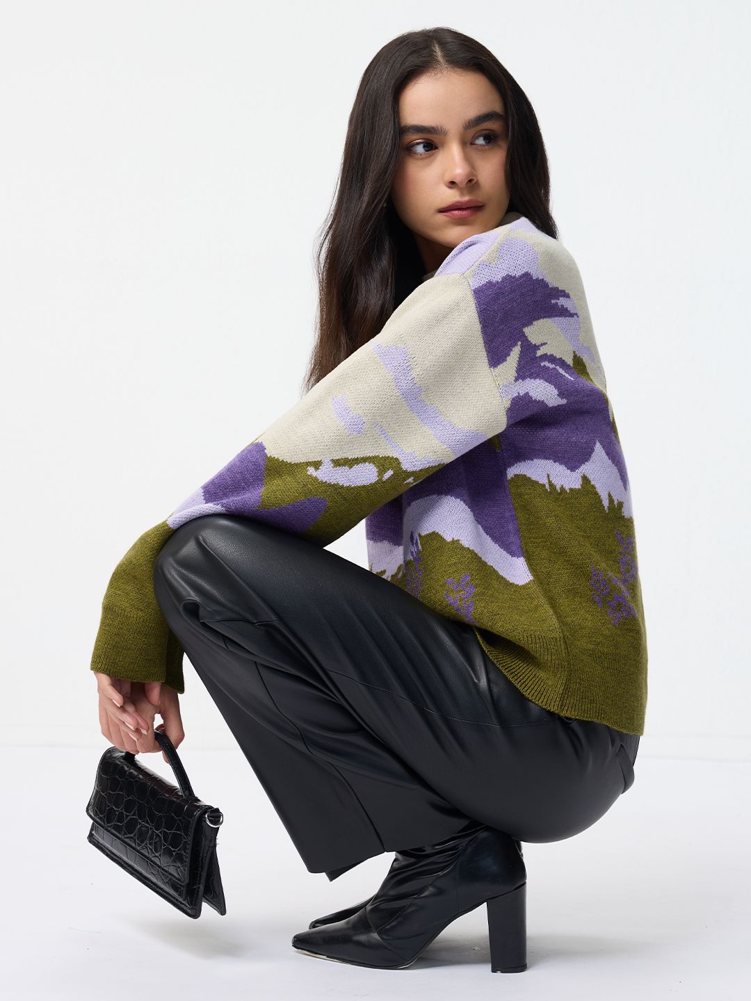 TSS Originals: Lilac Sun Landscape Women Oversized Sweaters