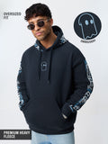 Souled Originals: Blue Calligraphy Men Oversized Hoodies