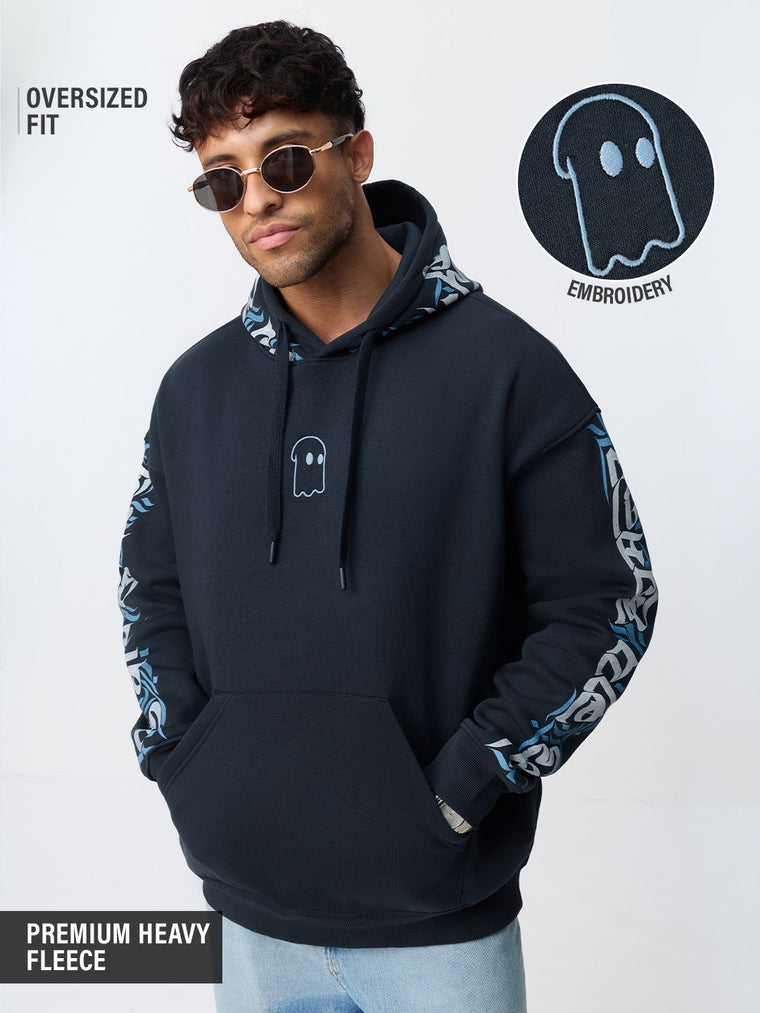 Souled Originals: Blue Calligraphy Men Oversized Hoodies