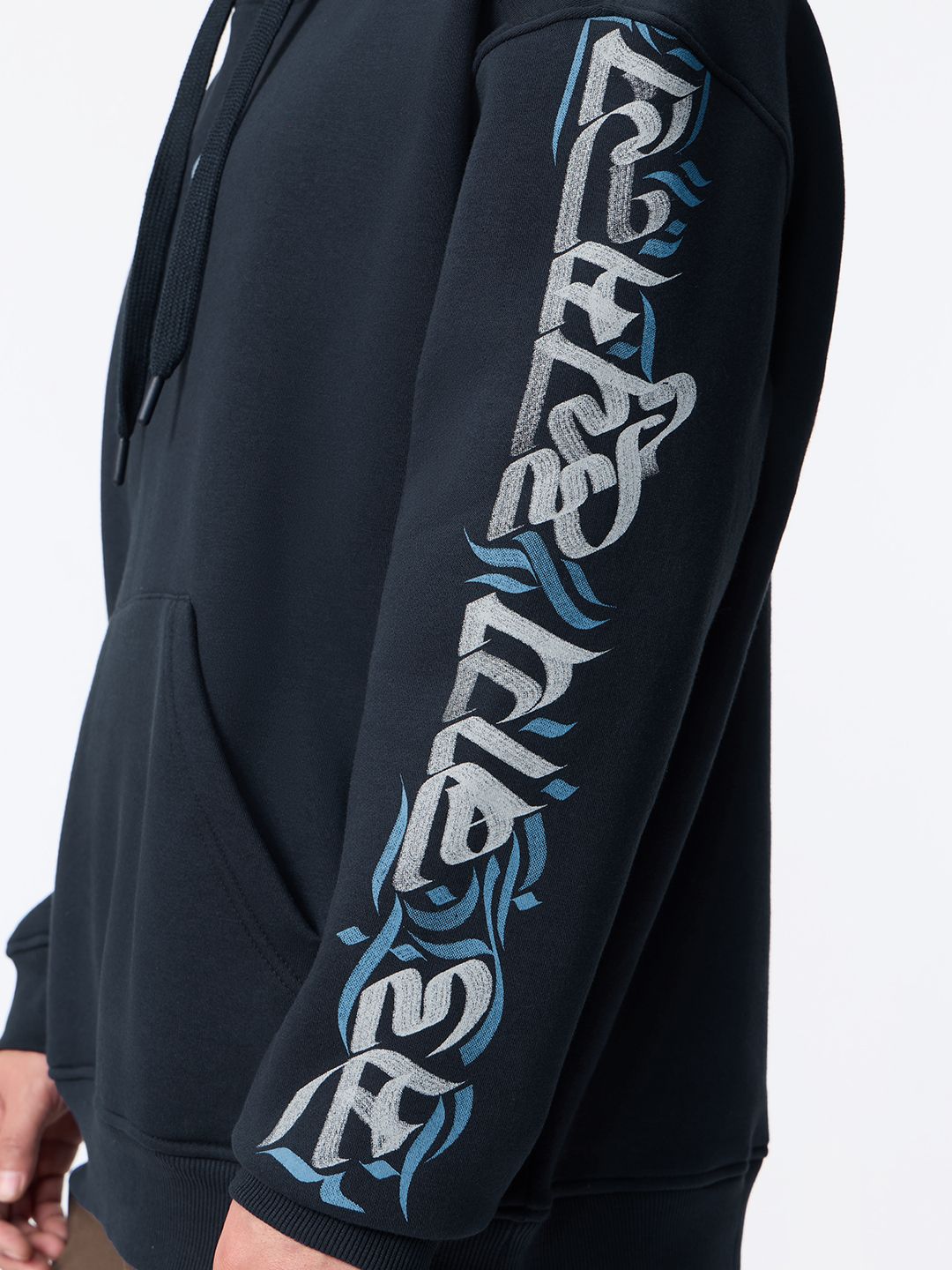 Souled Originals: Blue Calligraphy Men Oversized Hoodies