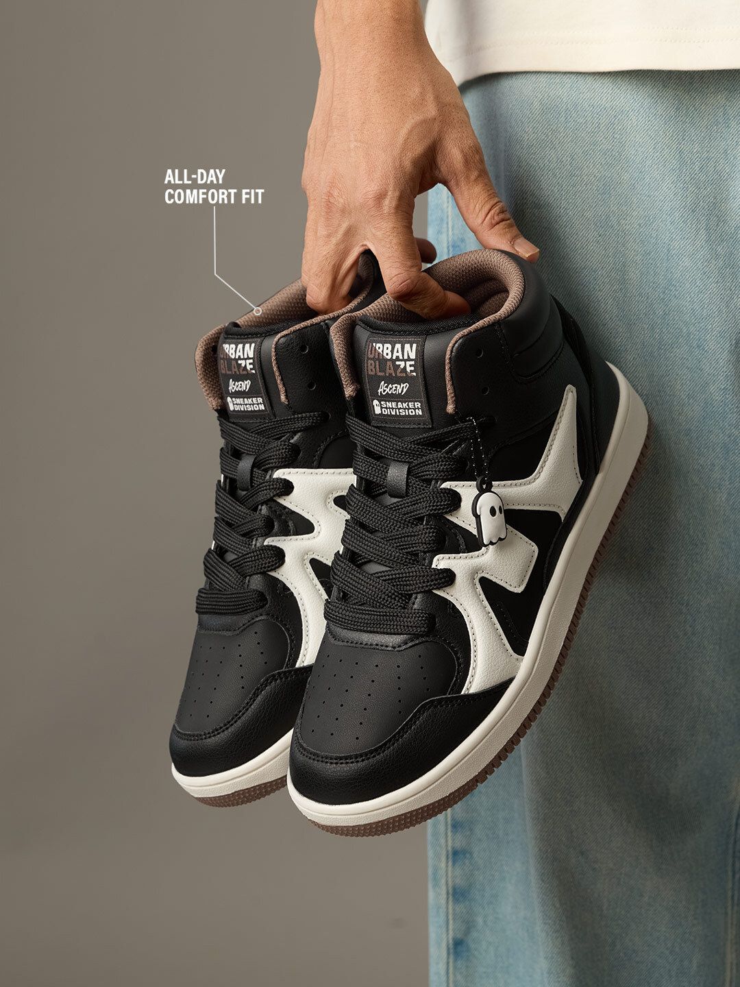 UBZ Ascend: Black Men Mid Top Sneakers