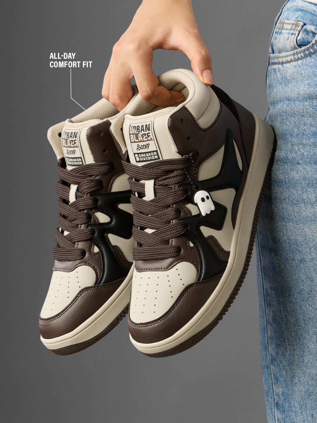 UBZ Reverb XL: Mocha Men Mid Top Sneakers