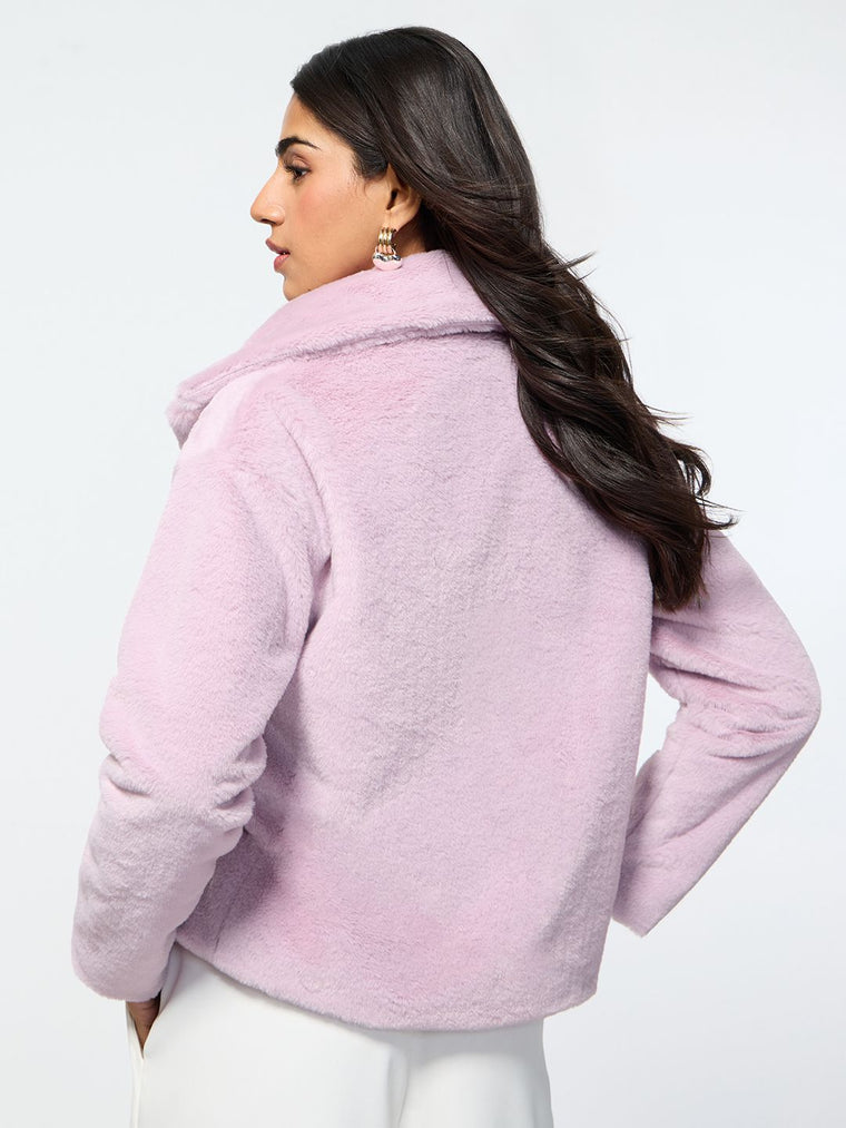 Fur Jacket: Lavender Women Oversized Jackets