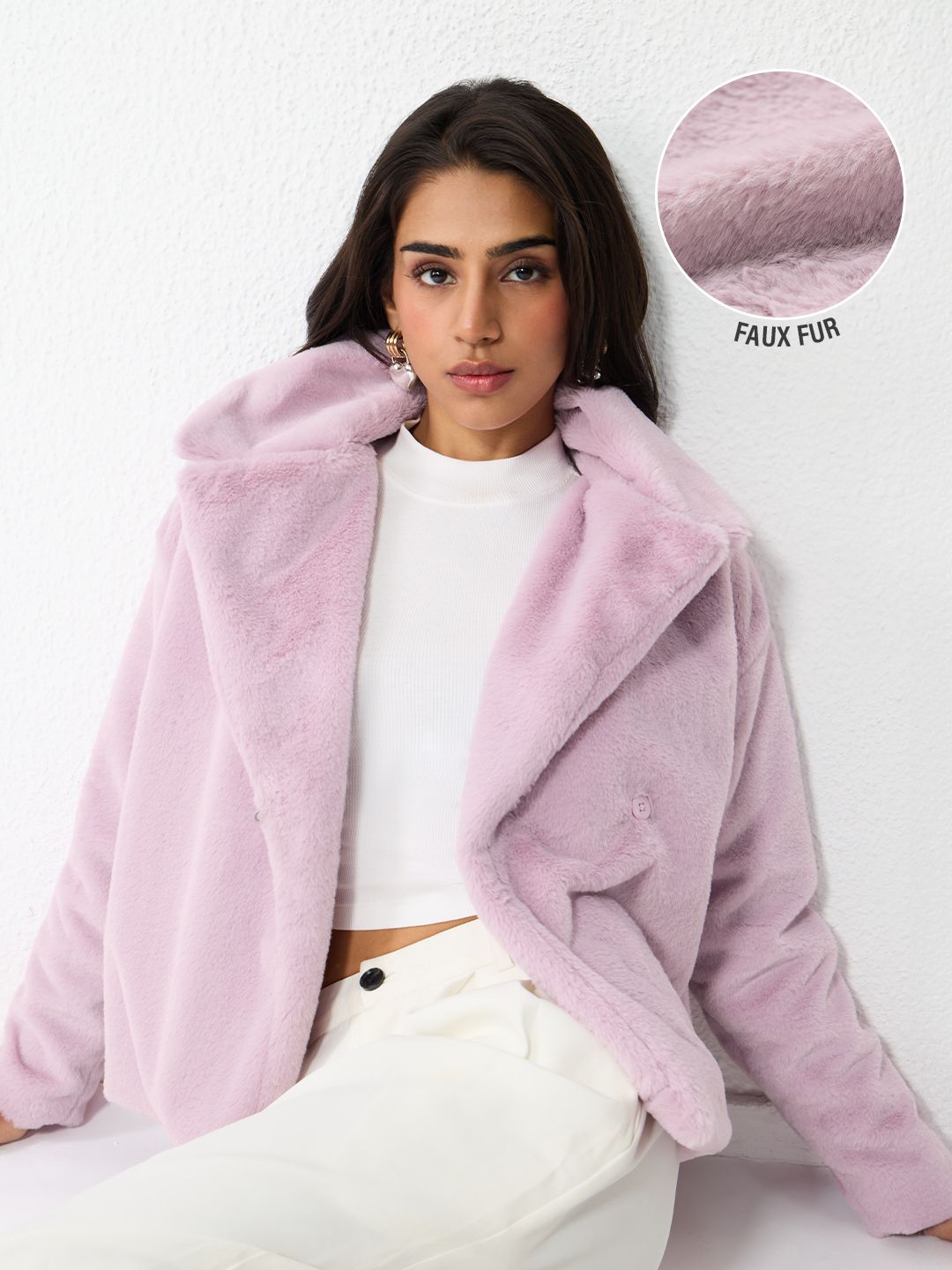 Fur Jacket: Lavender Women Oversized Jackets