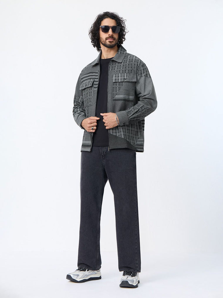 Plaid Shacket: Checkerboard Men Shackets