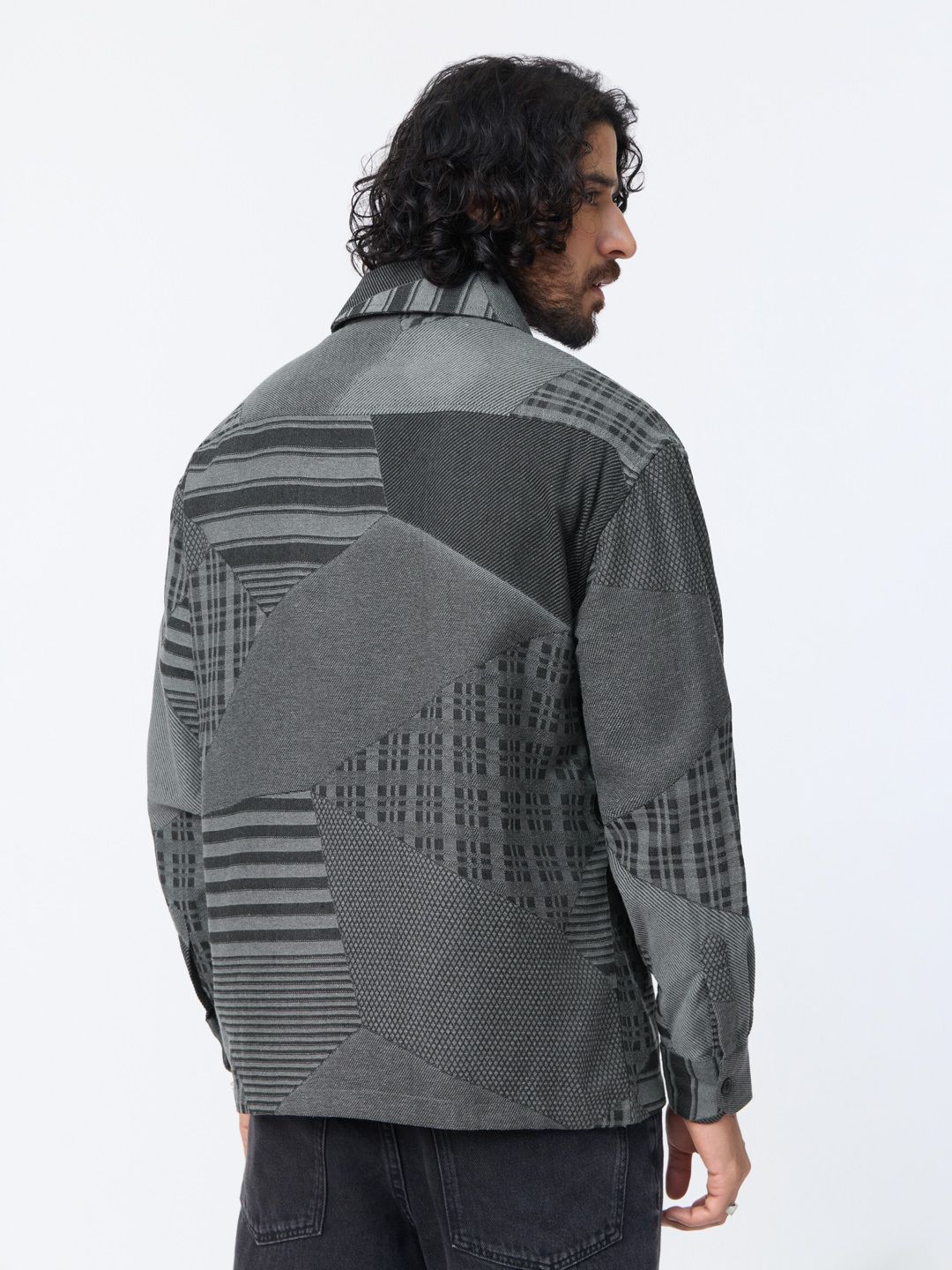 Plaid Shacket: Checkerboard Men Shackets